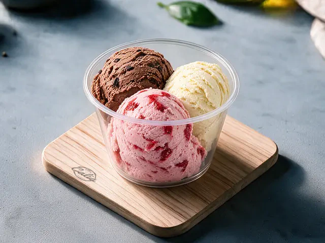 Glace italienne : Pot 100 ml · parfums au choix : fraise, chocolat, vanille, pistache, citron · coulis chocolat et chantilly : +1 € par supplément