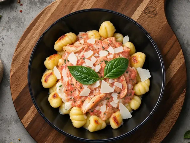 Gnocchis Pollo : Sauce tomate, crème fraîche, poulet, parmesan, basilic